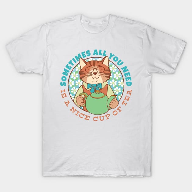 All You Need is Tea Cat T-Shirt by Sue Cervenka